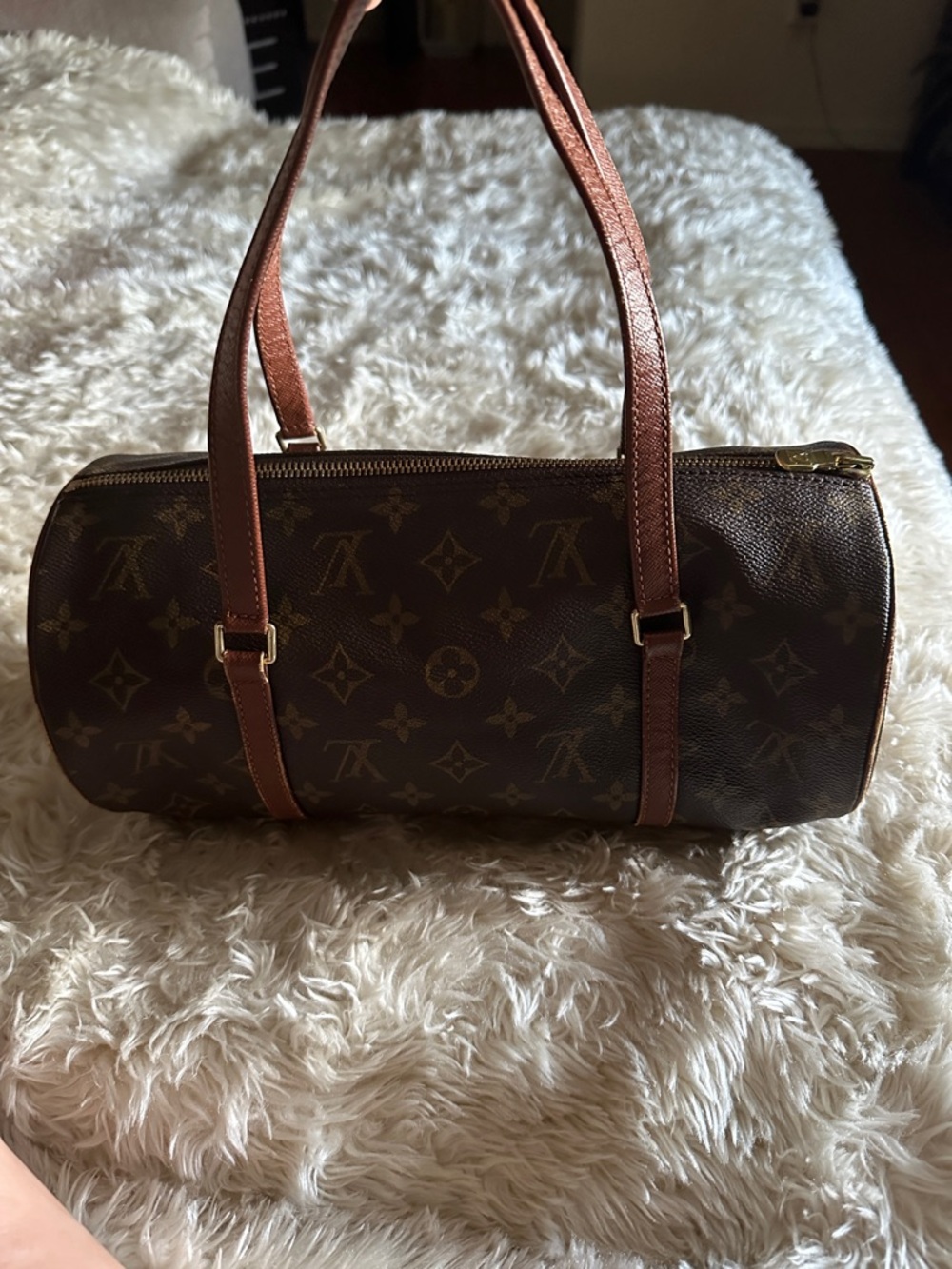Louis Vuitton Monogram Canvas Barrel Shoulder Bag in Brown and Tan